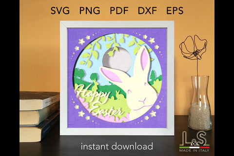 Rabbit Bunny Easter paper light box template, shadow box template, shadow  box art, Cutting Cricut, Layered svg file DIY #155 – Rinstores