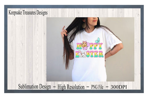 Happy Easter, Spring, PNG Sublimation Design, Rainbow Glitter Alphabet, Easter Clipart, Digital Download Sublimation Keepsake Treasures Designs LLC. 