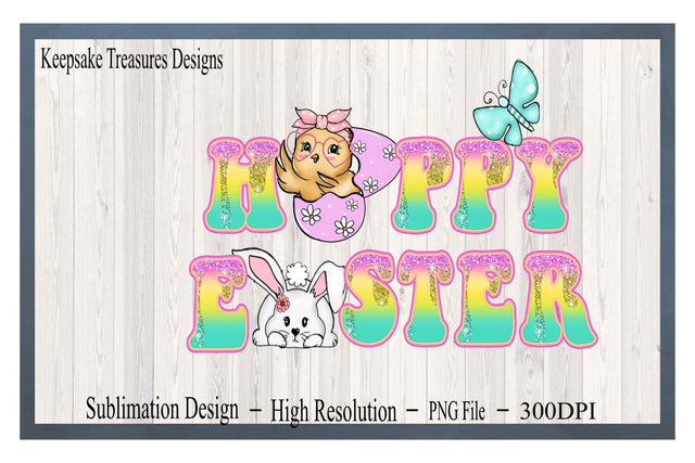 Happy Easter, Spring, PNG Sublimation Design, Rainbow Glitter Alphabet, Easter Clipart, Digital Download Sublimation Keepsake Treasures Designs LLC. 