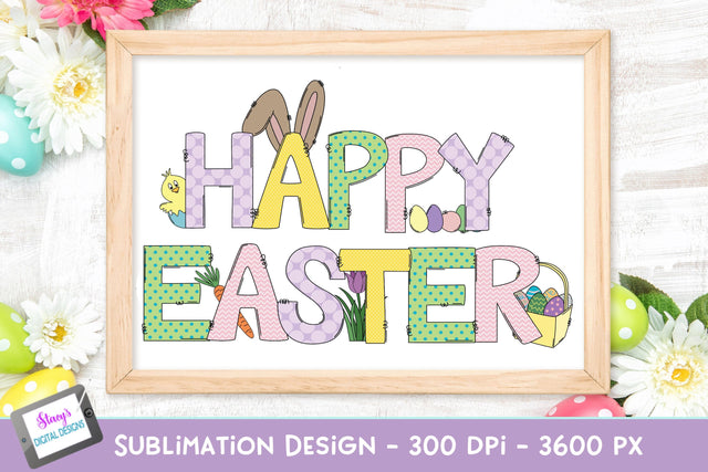 Happy Easter Sublimation Design | Easter Sign Design Sublimation Stacy's Digital Designs 