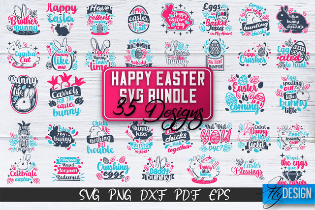 Happy Easter SVG Bundle | Cute Easter Quote SVG | Bunny SVG SVG Fly Design 