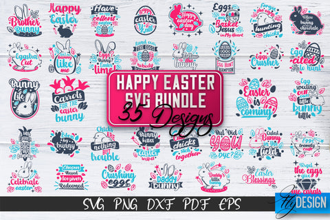 Happy Easter SVG Bundle | Cute Easter Quote SVG | Bunny SVG SVG Fly Design 