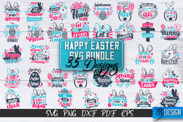 Happy Easter SVG Bundle | Easter Bunny SVG | Quote SVG | v.2 SVG Fly Design 