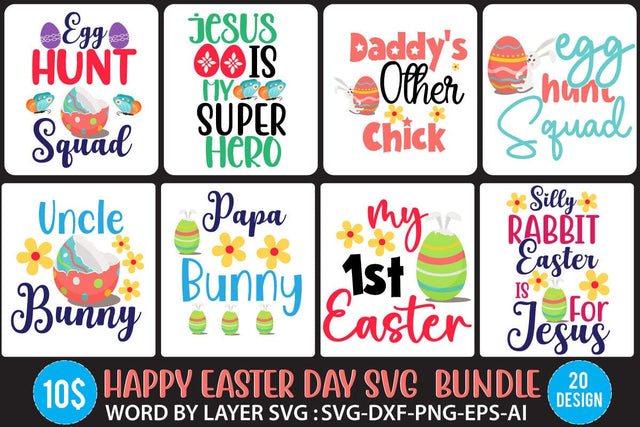 Happy Easter SVG Bundle ,Happy Easter Day SVG Bundle Quotes , Easter Bunny Kisses SVG Cut File, Easter Bunny Kisses PNG , Happy Easter Day SVG Cut File, Happy Easter Day Quotes $5.00 SVG BlackCatsMedia 