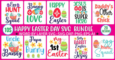 Happy Easter SVG Bundle ,Happy Easter Day SVG Bundle Quotes , Easter Bunny Kisses SVG Cut File, Easter Bunny Kisses PNG , Happy Easter Day SVG Cut File, Happy Easter Day Quotes $5.00 SVG BlackCatsMedia 