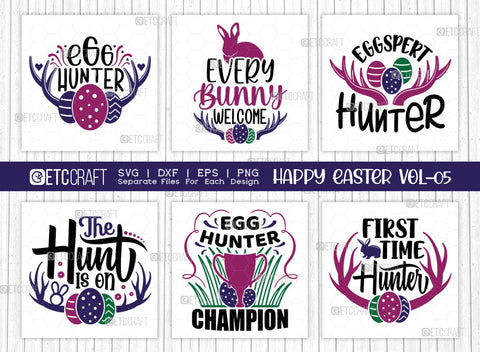 Happy Easter SVG Bundle Vol-05 | Egg Hunter | Eggspert Hunter Svg | I Am Some Bunny Special Svg | Easter Svg | T-shirt Design SVG ETC Craft 