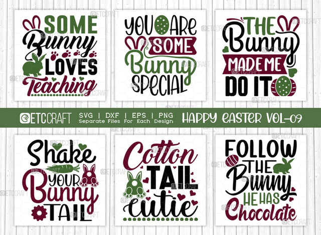 Happy Easter SVG Bundle Vol-09 | Follow The Bunny He | Shake Your Bunny Tail Svg | The Bunny Made Me Do It Svg | T-shirt Design SVG ETC Craft 