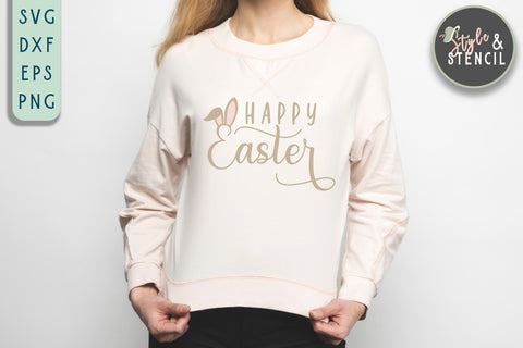 Happy Easter SVG | Bunny Ears | Easter Sign SVG Style and Stencil 