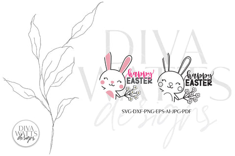 Happy Easter SVG | Bunny Round Design SVG Diva Watts Designs 