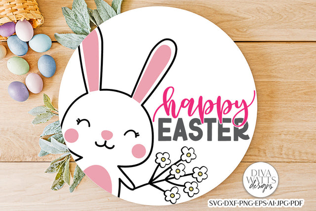 Happy Easter SVG | Bunny Round Design SVG Diva Watts Designs 