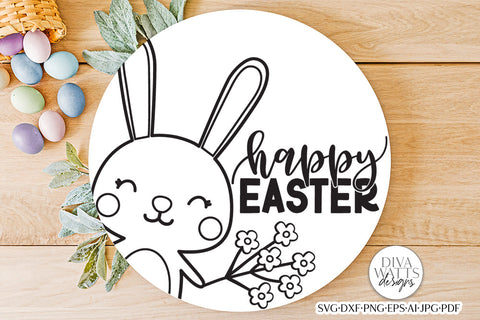 Happy Easter SVG | Bunny Round Design SVG Diva Watts Designs 