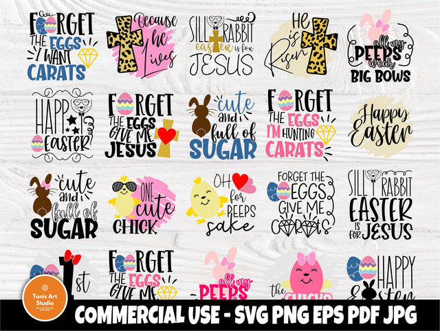 Happy Easter SVG Cut Files | Easter Svg Bundle | 20 Shirt Designs | Easter Quotes | Cricut, Silhouette Svg Files | Happy Easter Svg Png Pdf SVG TonisArtStudio 