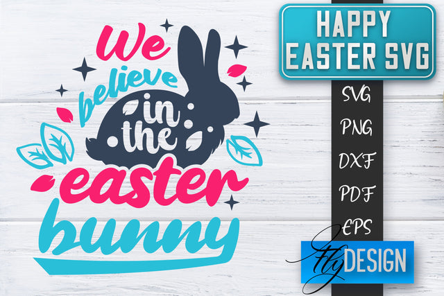 Happy Easter SVG | Cute Easter Quote SVG | Easter Bunny SVG SVG Fly Design 