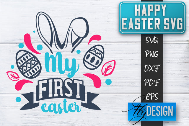 Happy Easter SVG | Cute Easter Quote SVG | Easter Bunny SVG SVG Fly Design 