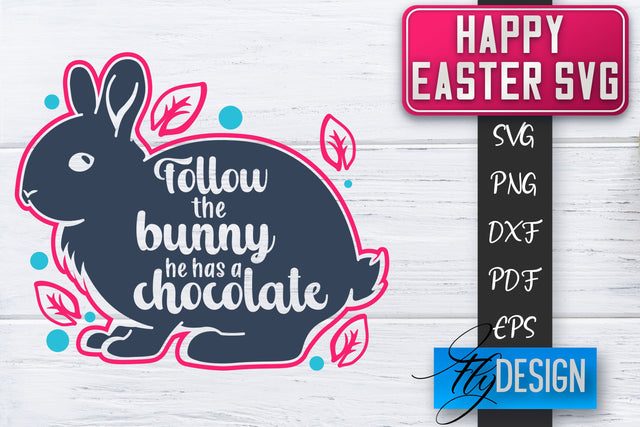 Happy Easter SVG | Cute Easter Quote SVG | Easter Bunny SVG SVG Fly Design 