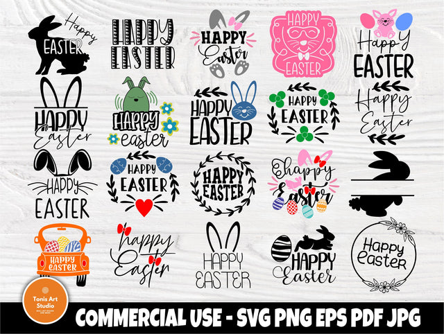 Happy Easter SVG, Easter Bunny Svg, Bunny Ears Svg, Quotes and Signs, 20 Easter Shirt Designs, Svg Files for Cricut, Silhouette Cut Files SVG TonisArtStudio 