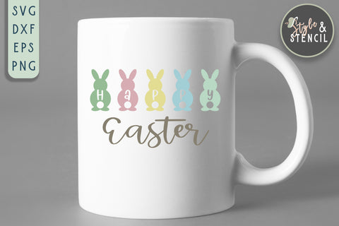 Happy Easter SVG - Easter Bunny SVG Style and Stencil 