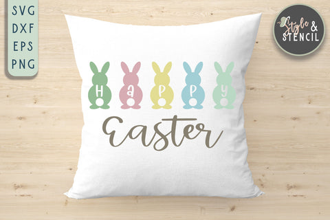 Happy Easter SVG - Easter Bunny SVG Style and Stencil 