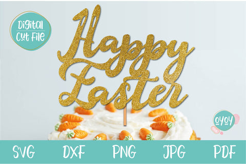 Happy Easter SVG | Easter Cake Topper Bunny SVG SVG OyoyStudioDigitals 