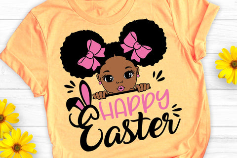 Happy Easter Svg, Easter Girl Svg, Easter Kids Svg, Easter Birthday, Girl Afro Easter, Peeking Girl, Easter Afro, Svg, Png, Dxf, Eps files SVG 1uniqueminute 