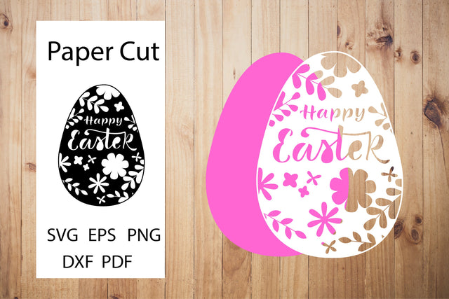 Happy Easter SVG. Easter Papercut Template.Egg Paper Cut SVG SVG Olga Terlyanskaya 