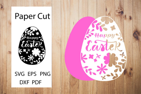 Happy Easter SVG. Easter Papercut Template.Egg Paper Cut SVG SVG Olga Terlyanskaya 