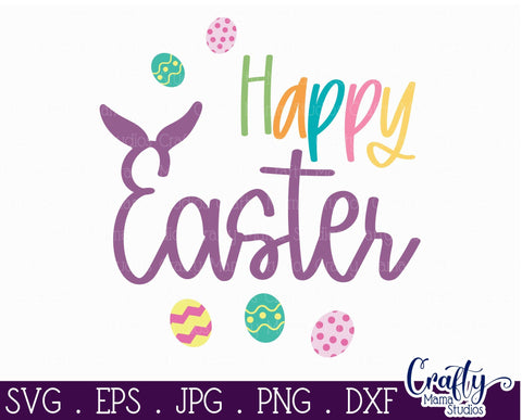 Happy Easter SVG, Easter Round Sign, Welcome Sign Easter Egg SVG Crafty Mama Studios 