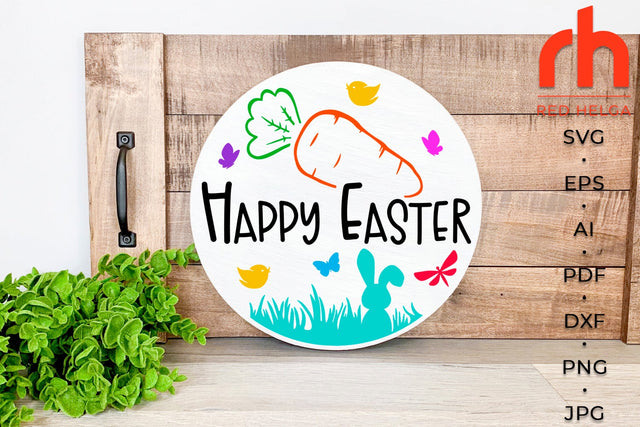 Happy Easter svg - Easter sign svg - Door hanger svg SVG RedHelgaArt 