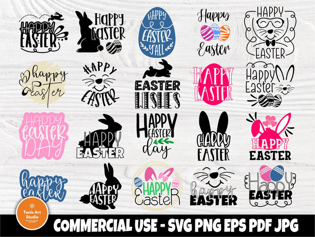 Happy Easter SVG, Easter Signs, Easter Eggs, Easter Bunny Svg, Bunny Ears Svg, Svg Files for Cricut, Silhouette Files, Svg Cut Files SVG TonisArtStudio 
