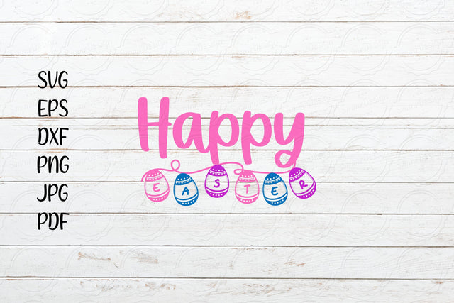 Happy Easter svg, Easter svg, Colorful typography svg SVG SmmrDesign 