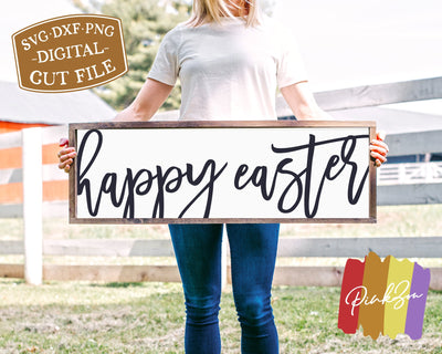 Happy Easter SVG Files | Spring Sign Svg | Easter Sign Svg | Farmhouse Svg | Commercial Use | Digital Cut Files (1119946720) SVG PinkZou 