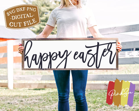 Happy Easter SVG Files | Spring Sign Svg | Easter Sign Svg | Farmhouse Svg | Commercial Use | Digital Cut Files (1119946720) SVG PinkZou 