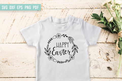 Happy Easter SVG | Flower Easter Frame | Easter Wreath SVG SVG Irina Ostapenko 