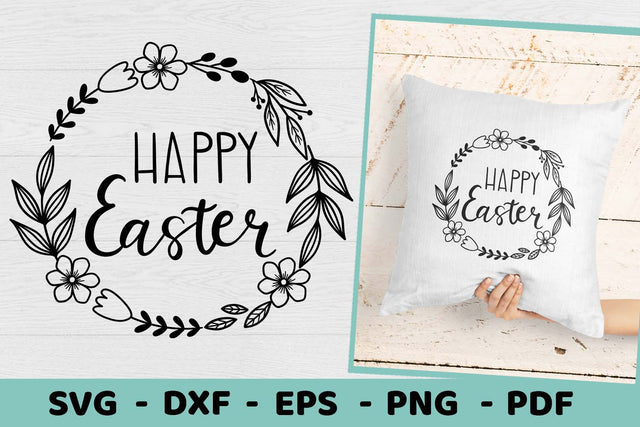 Happy Easter SVG | Flower Easter Frame | Easter Wreath SVG SVG Irina Ostapenko 