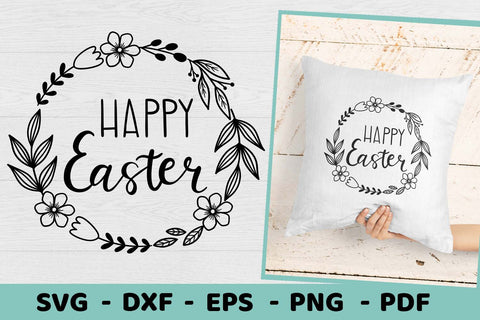 Happy Easter SVG | Flower Easter Frame | Easter Wreath SVG SVG Irina Ostapenko 