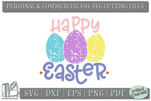 Happy Easter SVG, Grunge Easter Eggs SVG File SVG TB Designs 