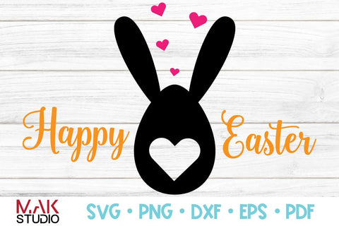 Happy easter svg, Happy easter png, Easter bunny svg, Easter cut file, Bunny easter svg, Fun kids svg SVG MAKStudion 