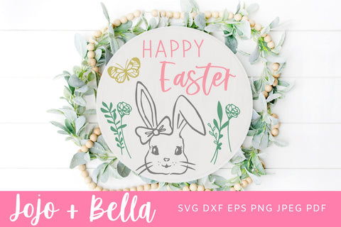 Happy Easter svg, hello easter svg, easter svg, spring svg, door hanger svg, welcome svg, farmhouse sign svg, svg files for cricut, dxf,png SVG Jojo&Bella 