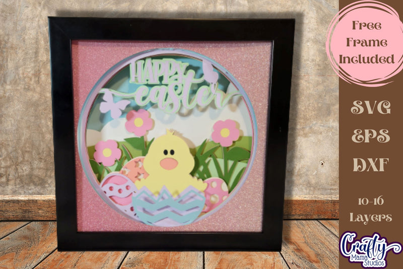 Happy Easter Svg Shadow Box, 3D Layered Easter Chick File - So Fontsy