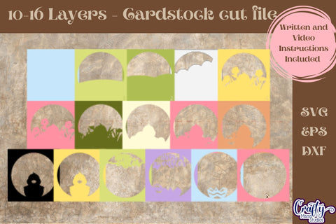 Happy Easter Svg Shadow Box, 3D Layered Easter Chick File SVG Crafty Mama Studios 