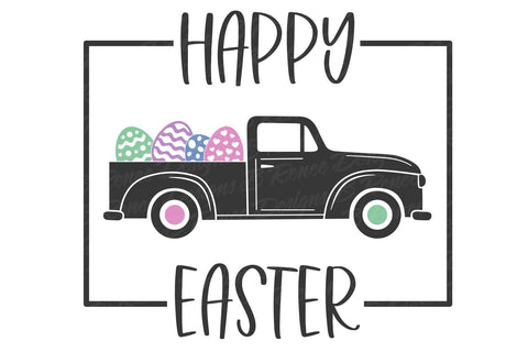 Happy Easter SVG | Vintage Truck with Easter Eggs Cut File SVG B Renee Design 