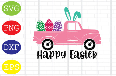 Happy Easter Truck (2) Svg, Bunny Svg, Easter Bunny Svg, Happy Easter Svg, Png, Eps, Dxf Files SVG DigitalSvgFiles 