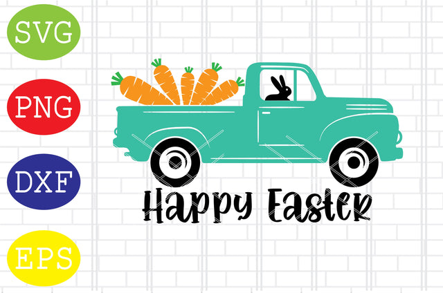 Happy Easter Truck (6) Svg, Bunny Svg, Easter Bunny Svg, Happy Easter Svg, Png, Eps, Dxf Files SVG DigitalSvgFiles 