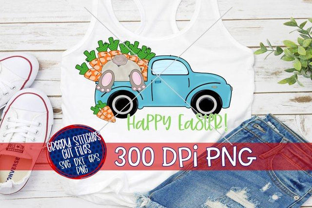 Happy Easter Truck and Bunny PNG for Sublimation Sublimation Greedy Stitches 