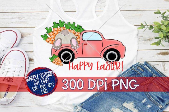 Happy Easter Truck and Bunny PNG for Sublimation Sublimation Greedy Stitches 