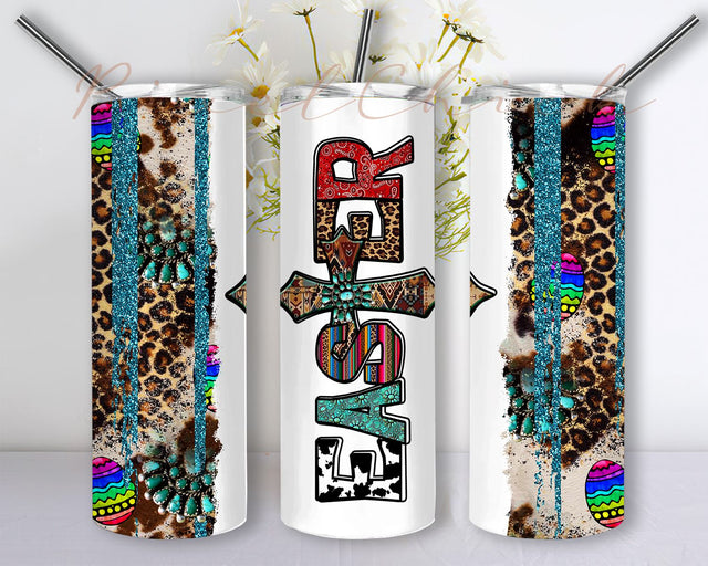 Happy Easter Tumbler, Easter Tumbler, Cros PNG, Western Tumbler 20oz Skinny Tumbler Sublimation Designs, Straight/Tapered Tumbler Design, PNG Digital Download Sublimation PixelChick 