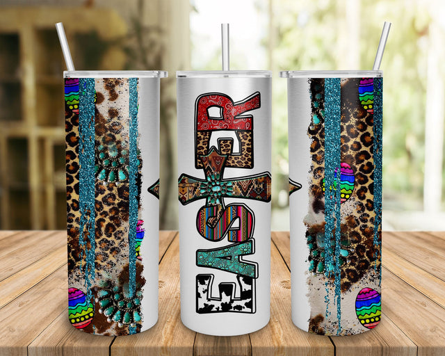 Happy Easter Tumbler, Easter Tumbler, Cros PNG, Western Tumbler, Tumbler png Sublimation BOO-design 