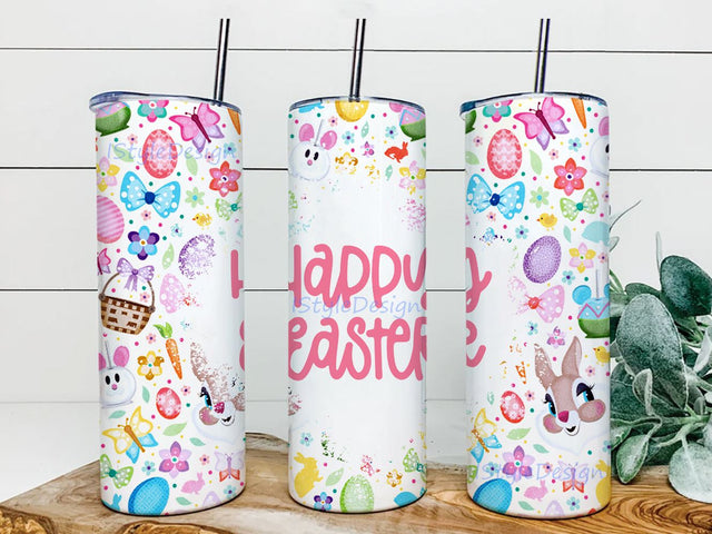 Happy Easter Tumbler PNG, Happy Easter Tumbler Png, 20oz Skinny Tumbler Sublimation Designs Sublimation iStyleDesign 