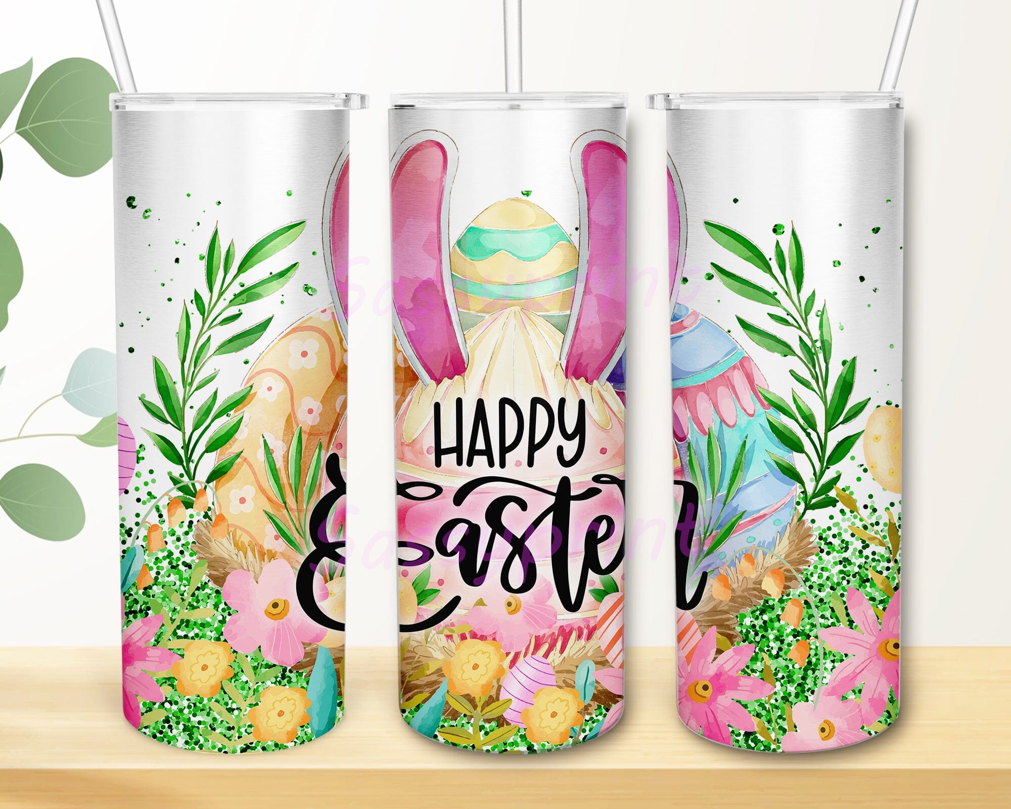 Easter Bunny 20oz Skinny Tumbler Sublimation Design, Easter Tumbler Wrap,  Easter Sublimation - So Fontsy