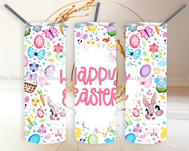 Happy Easter Tumbler Wrap 20 oz Skinny Tumbler Sublimation Designs Sublimation ToriDesigns 